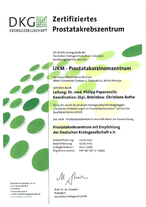 UKM Prostatazentrum | Zertifizierung