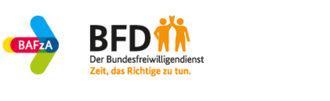 Logos vom Bundesamt für Familie und zivilgesellschaftliche Aufgaben (BAFzA) und Bundesfreiwilligendienst (BFD)
