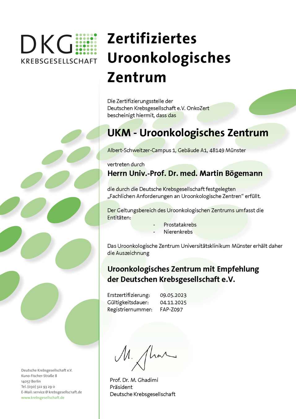 UKM Uroonkologisches Zentrum | Zertifizierung